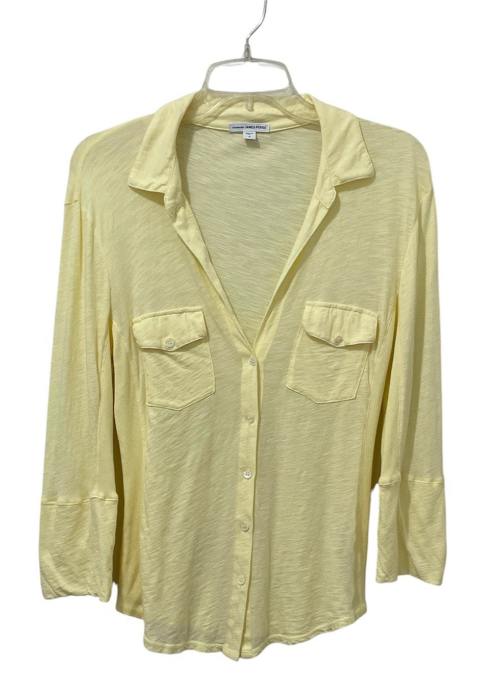James Perse WUA3042 Sheer Slub Side Panel Shirt Naples Butter Yellow Size 3 L /8